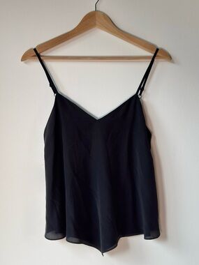 Alice + Olivia - Air Cami Black V-Neck 100% Silk Camisole Tank